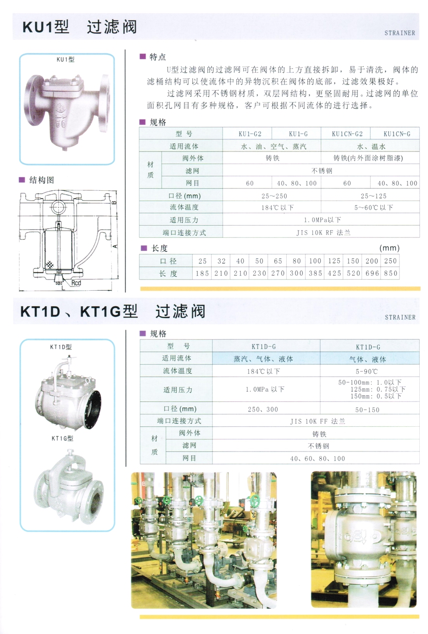 KT1D型蒸汽、气体、液体过滤器